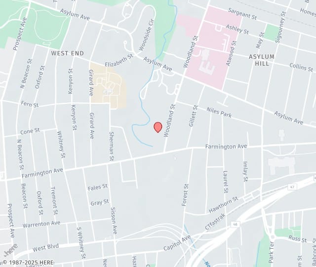 Location Map: 19 Woodland Street Hartford, CT 06105